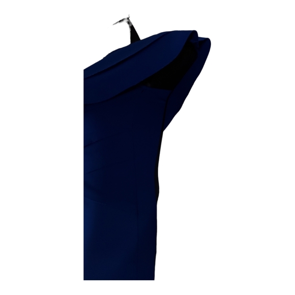 TS Three Seasons Sz 4 Dress One Shoulder Back Zipper Layered Raw Edges Blue NWOT - Picture 9 of 12